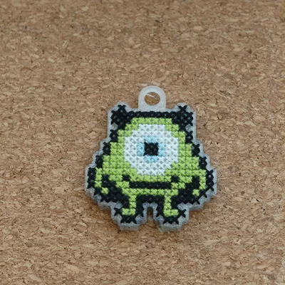 Khung Pixel Art thêu Crossstitch hình Mike Wazowski