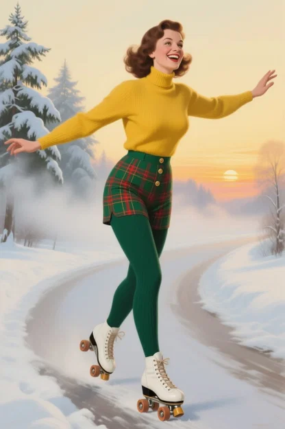 Mô hình 3D cô gái trượt patin (Girl on roller skates) nghệ thuật - Image 1