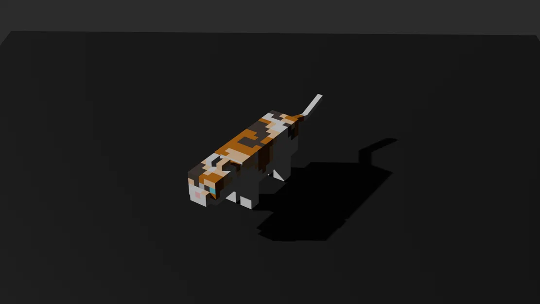Mèo Tam Thể Phong Cách Minecraft - Mô Hình 3D Voxel Cách Điệu - Image 1