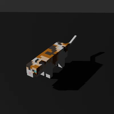 Mèo Tam Thể Phong Cách Minecraft - Mô Hình 3D Voxel Cách Điệu