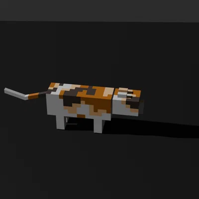 Mèo Tam Thể Phong Cách Minecraft - Mô Hình 3D Voxel Cách Điệu