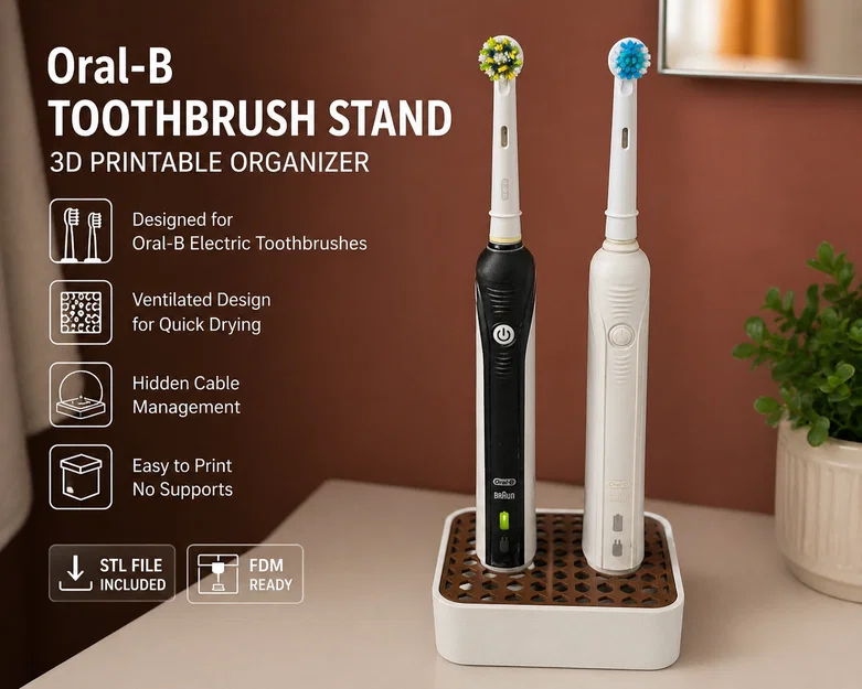 Đế sạc đôi Oral-B ẩn dây với lưới lục giác tùy chỉnh - Image 1