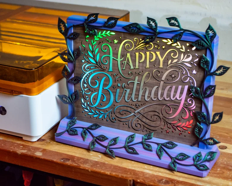 Bảng đèn LED "Happy Birthday" kèm khung trang trí họa tiết dây leo - Image 4