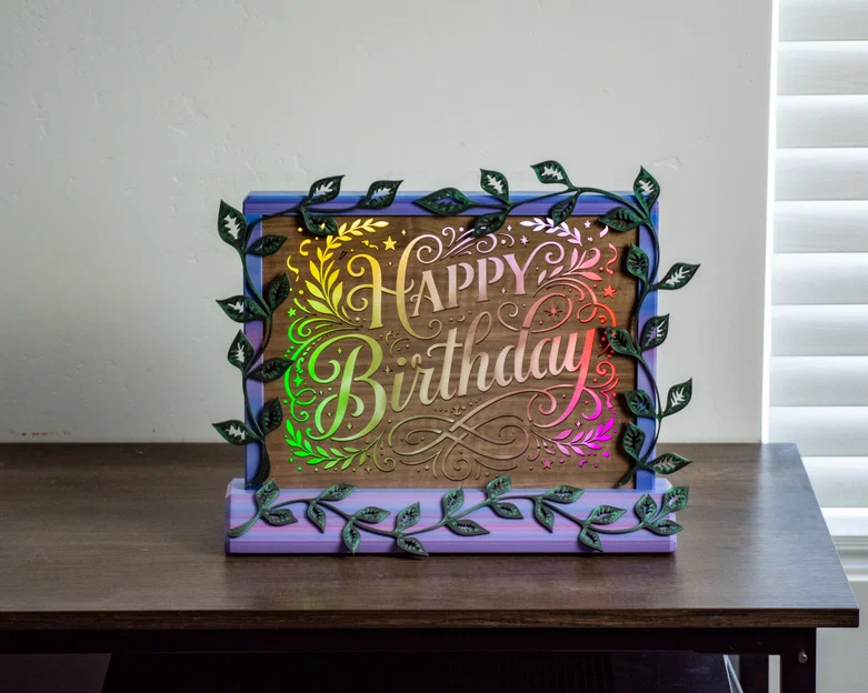 Bảng đèn LED "Happy Birthday" kèm khung trang trí họa tiết dây leo - Image 5