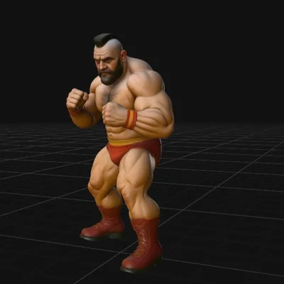 Mô hình 3D Zangief nhân vật Street Fighter ấn tượng