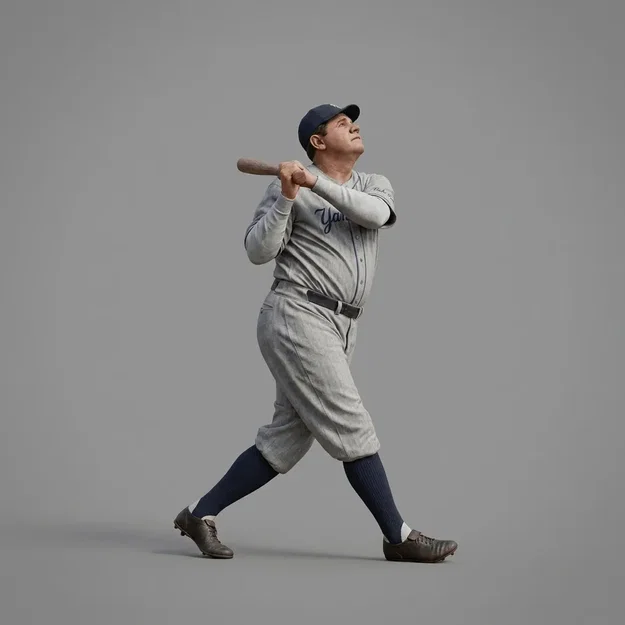 Mô hình 3D huyền thoại bóng chày Babe Ruth cho người sưu tầm - Image 1
