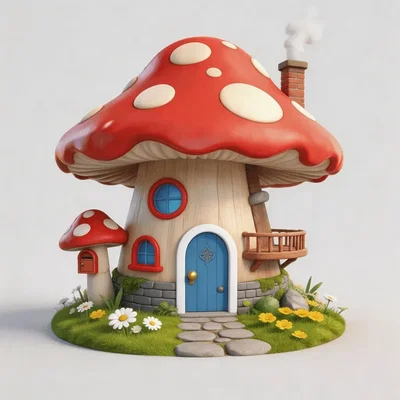 Mô hình 3D Ngôi nhà Nấm (Mushroom House) trang trí cực xinh
