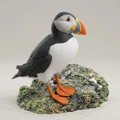 Mô hình 3D Chim hải âu cổ rụt Atlantic Puffin ấn tượng
