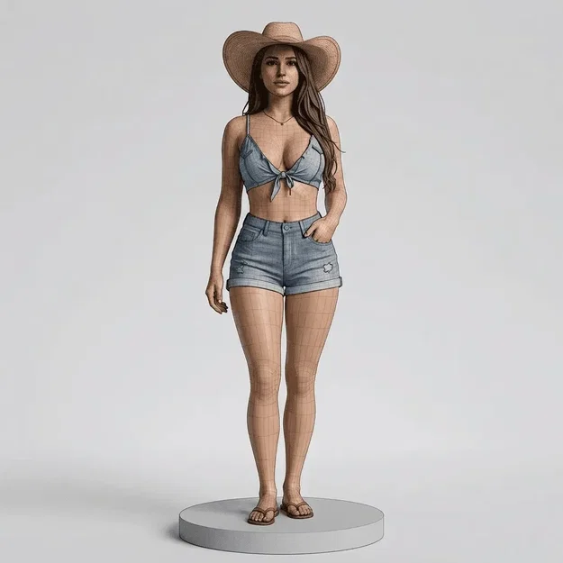Mô hình 3D Pinup Art - Red Neck Wonder đầy phong cách - Image 1