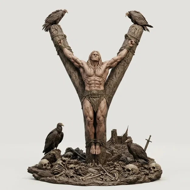 Mô hình 3D chiến binh Barbarian bị hành hình đầy ấn tượng - Image 1