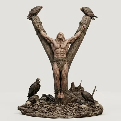 Mô hình 3D chiến binh Barbarian bị hành hình đầy ấn tượng