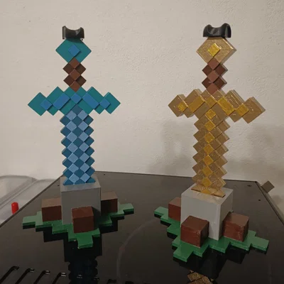 Giá treo tai nghe hình kiếm Minecraft in 3D độc đáo