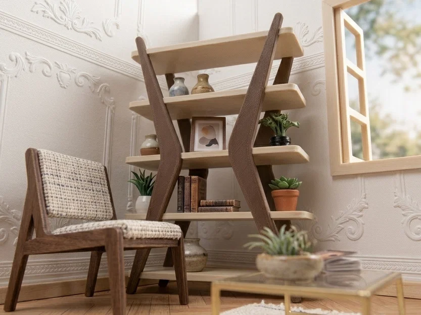 Kệ sách thu nhỏ tỉ lệ 1:12 - Đồ nội thất nhà búp bê - Image 4