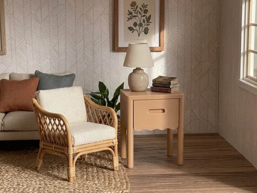 Tủ Đầu Giường Mini Hình Vỏ Sò Cho Nhà Búp Bê Tỉ Lệ 1/12 - Image 1
