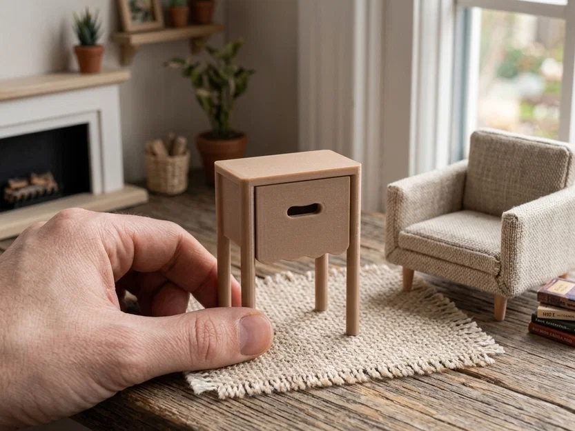 Tủ Đầu Giường Mini Hình Vỏ Sò Cho Nhà Búp Bê Tỉ Lệ 1/12 - Image 2