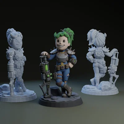 Mô hình 3D Nữ chiến binh Fallout Wasteland Raider cực chất