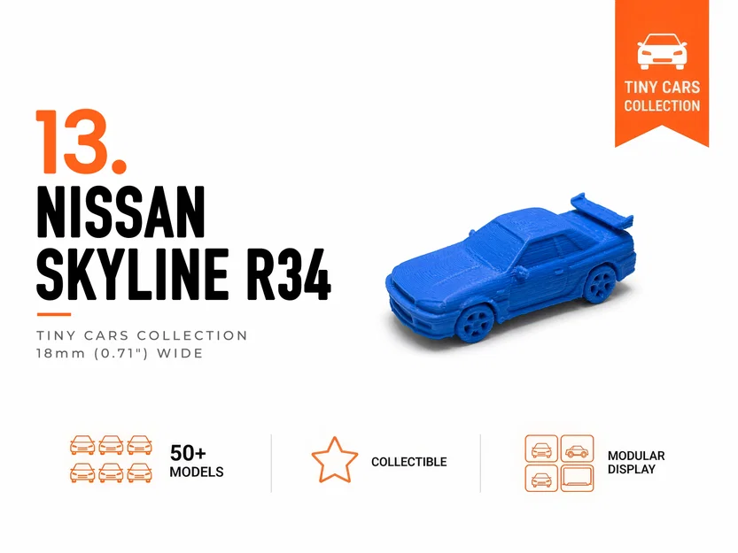 Nissan Skyline R34 tí hon - Bộ sưu tập xe mô hình mini - Image 1
