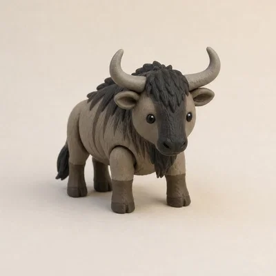 Mô hình chú bò tót (Cute Bull) in 3D dễ thương để bàn