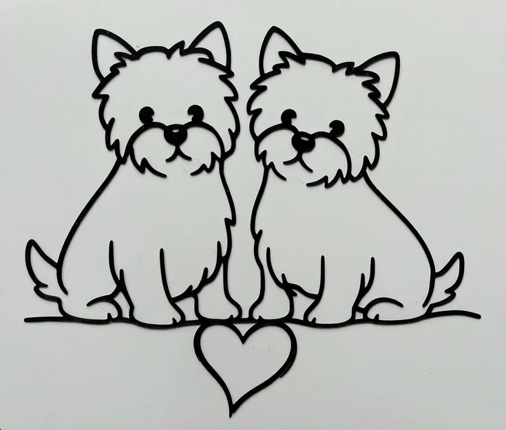 Mô hình trang trí tường hình hai chú chó Westie đáng yêu - Image 1