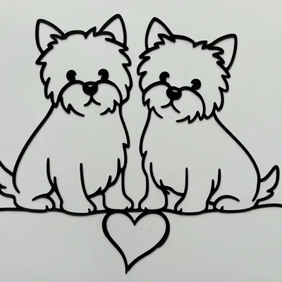 Mô hình trang trí tường hình hai chú chó Westie đáng yêu