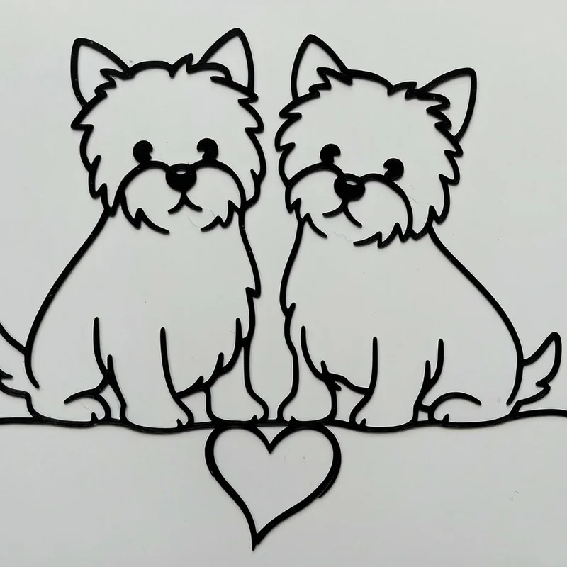 Mô hình trang trí tường hình hai chú chó Westie đáng yêu