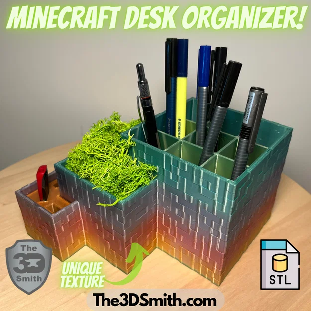 Ống cắm bút, kệ để đồ Minecraft Desk Organizer - Image 1