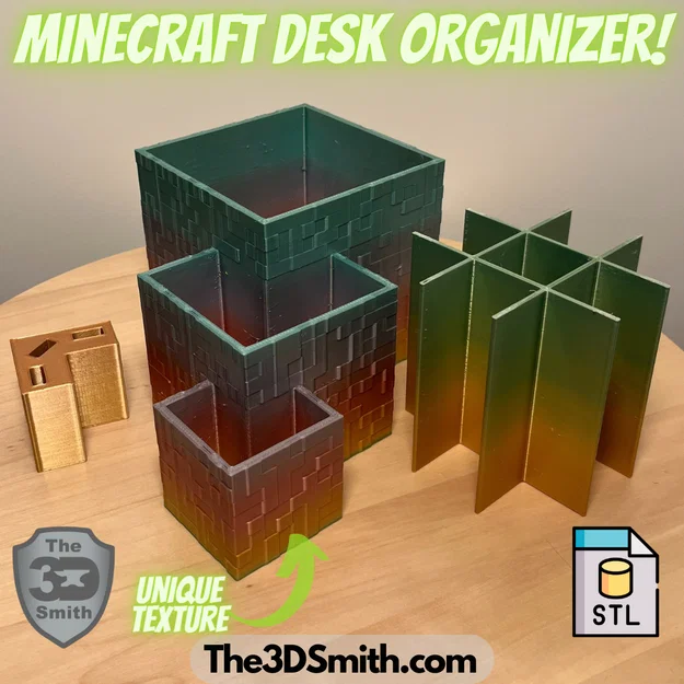 Ống cắm bút, kệ để đồ Minecraft Desk Organizer - Image 2