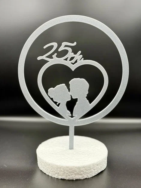Cake Topper 25 Năm Ngày Cưới - Đám Cưới Bạc - Image 1