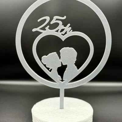 Cake Topper 25 Năm Ngày Cưới - Đám Cưới Bạc