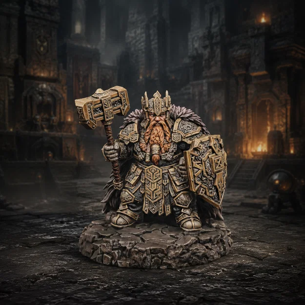 Vhorlath Realms – Người Lùn – Stonecrown High King (Mô hình 3D Dark Fantasy STL) - Image 1