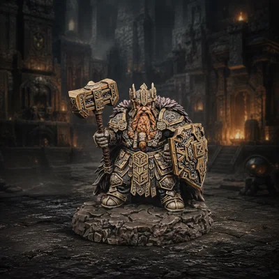 Vhorlath Realms – Người Lùn – Stonecrown High King (Mô hình 3D Dark Fantasy STL)