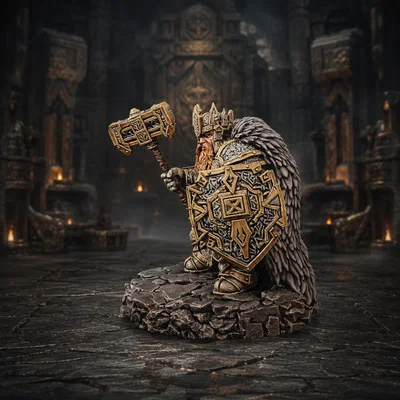 Vhorlath Realms – Người Lùn – Stonecrown High King (Mô hình 3D Dark Fantasy STL)