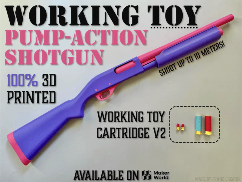 Súng Shotgun Pump-Action Đồ chơi hoạt động được • In 3D 100% - Image 1