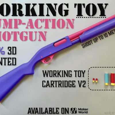 Súng Shotgun Pump-Action Đồ chơi hoạt động được • In 3D 100%