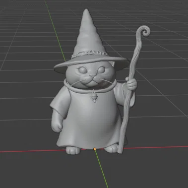 Mô hình chú mèo phù thủy (Wizard Cat) dễ thương để in 3D