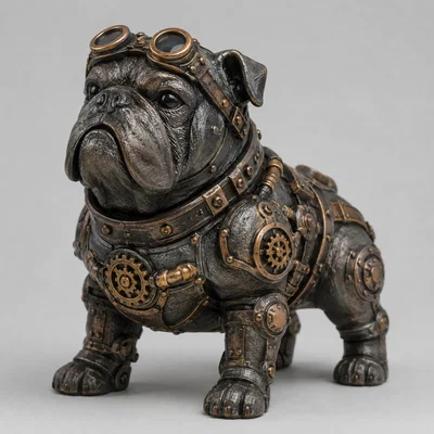 Mô hình chú chó Bulldog phong cách Steampunk 3D độc đáo