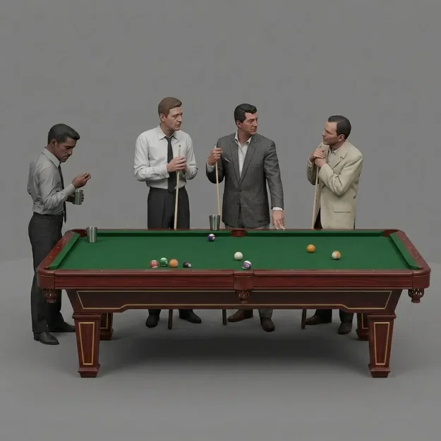 Mô hình 3D Rat Pack chơi bida phong cách cổ điển thập niên 50 - Image 1