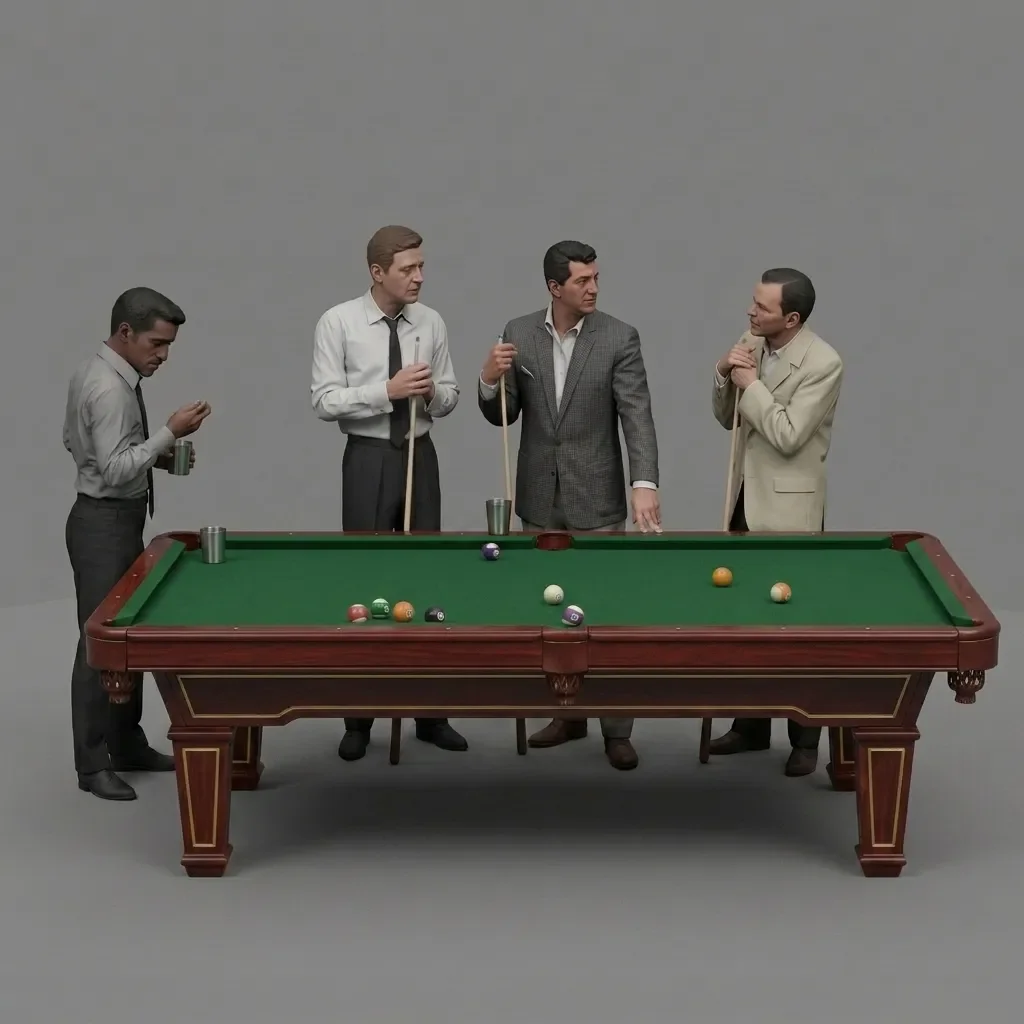 Mô hình 3D Rat Pack chơi bida phong cách cổ điển thập niên… 1
