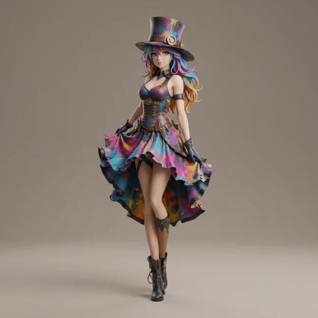 Mô hình Anime Art Top Hat Twirls - File in 3D phong cách Steampunk - Image 1