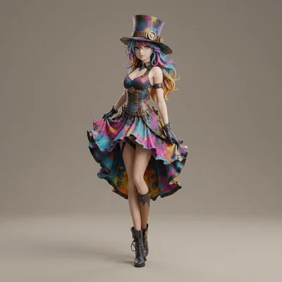 Mô hình Anime Art Top Hat Twirls - File in 3D phong cách Steampunk
