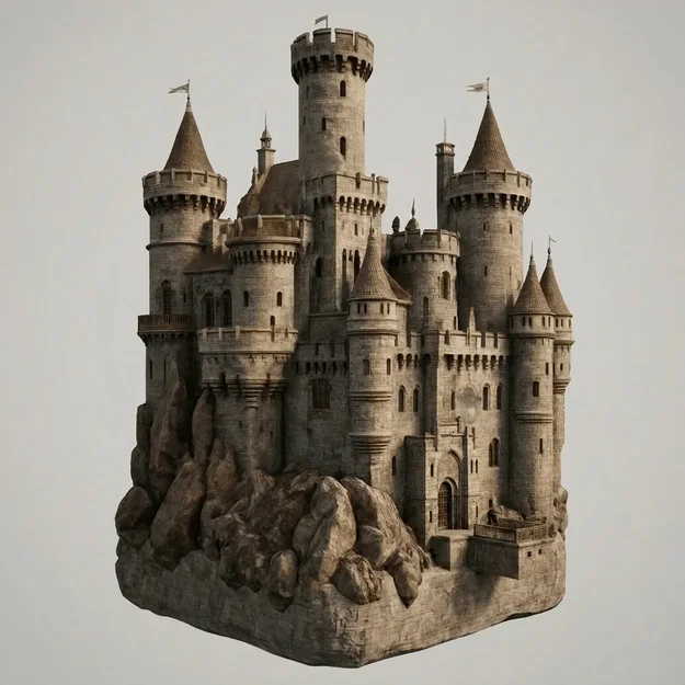 Mô hình lâu đài cổ điển trên mỏm đá ấn tượng cho dân in 3D - Image 1