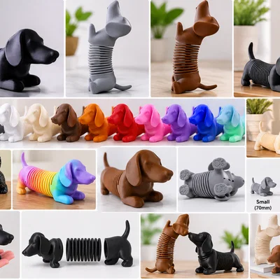 Mô hình chú chó lò xo in 3D | Tượng chó Dachshund linh hoạt đa sắc màu