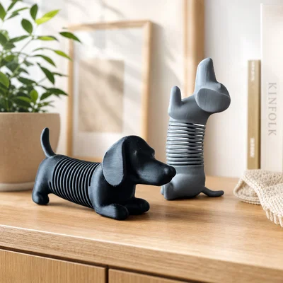 Mô hình chú chó lò xo in 3D | Tượng chó Dachshund linh hoạt đa sắc màu