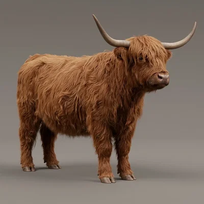 Mô hình 3D Bò Cao Nguyên Scotland (Scottish Highlands Cow) ấn tượng