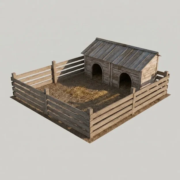 Mô hình 3D Chuồng Heo (Farm Buildings - Pig Pen) cho sa bàn nông trại - Image 1
