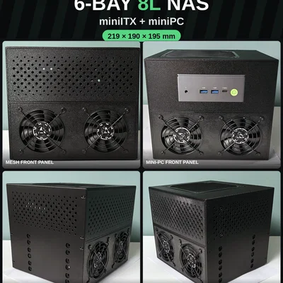 Thùng máy NAS 6 khay 8L siêu nhỏ gọn (Mini-ITX / Mini PC + FlexATX)