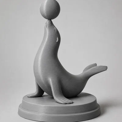 Tượng 3D chú hải cẩu giữ thăng bằng quả bóng trang trí bàn làm việc