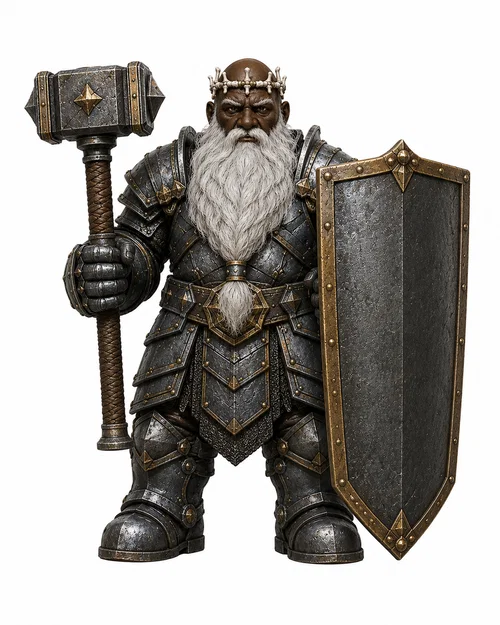 Mô hình Dwarf DND Chiến binh cầm búa và khiên in 3D ấn tượng - Image 1
