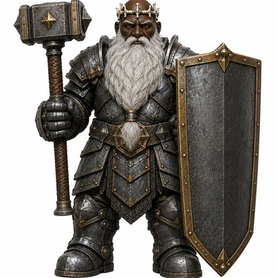 Mô hình Dwarf DND Chiến binh cầm búa và khiên in 3D ấn tượng