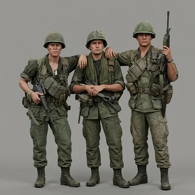 Mô hình 3D nhân vật phim chiến tranh Platoon 1986 để trưng bày
